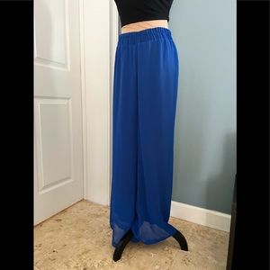Royal Blue Chiffon Palazzo Pants. Size M.